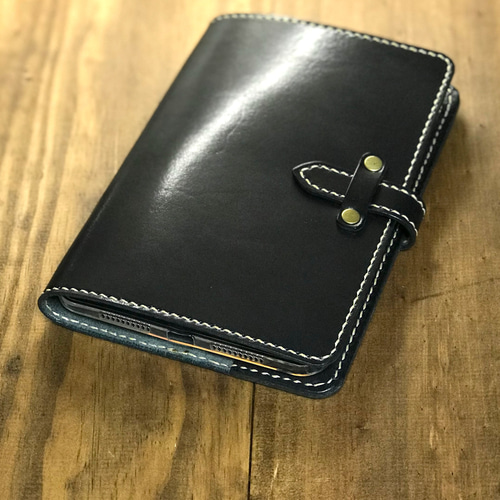 iPad mini A17/7/6用 栃木レザー ブラックサドル 本革ケース ヌメ革