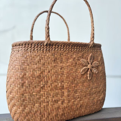 山葡萄籠バッグ 手作り 山葡萄かごバッグ 内布あり 網代編み