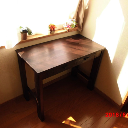 アンティーク風*無垢デスク*学習机*ミシン台＊引き出し机【w900