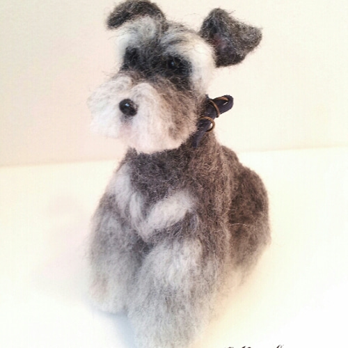 羊毛フェルト ミニチュア シュナウザー人形 羊毛フェルト R's house