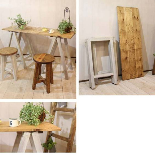 折りたたみテーブル アンティークホワイト 什器にも ダイニング