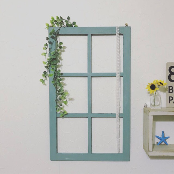窓枠オブジェ（アンティーク ブルー） その他インテリア雑貨 hanuru