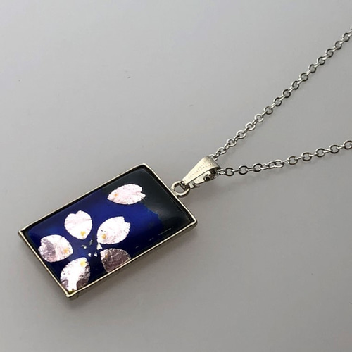 七宝焼きアクセサリー ペンダント 桜 長角 ネックレス・ペンダント