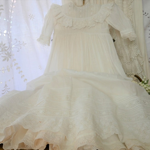 フランスアンティークレースベビーセレモニードレス（インナードレス