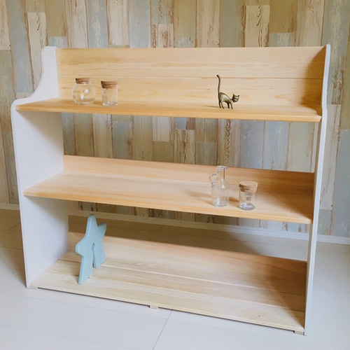 新作W90バターミルク動くお星様 おもちゃ収納棚 ハンドメイド 絵本棚