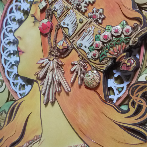 シャドーボックス完成品 （アルフォンス ミュシャ） 立体・オブジェ れ