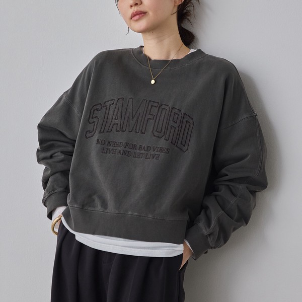 ミニ裏毛 ピグメント製品染め+ロゴ刺しゅうスウェット 2026新作 春夏の