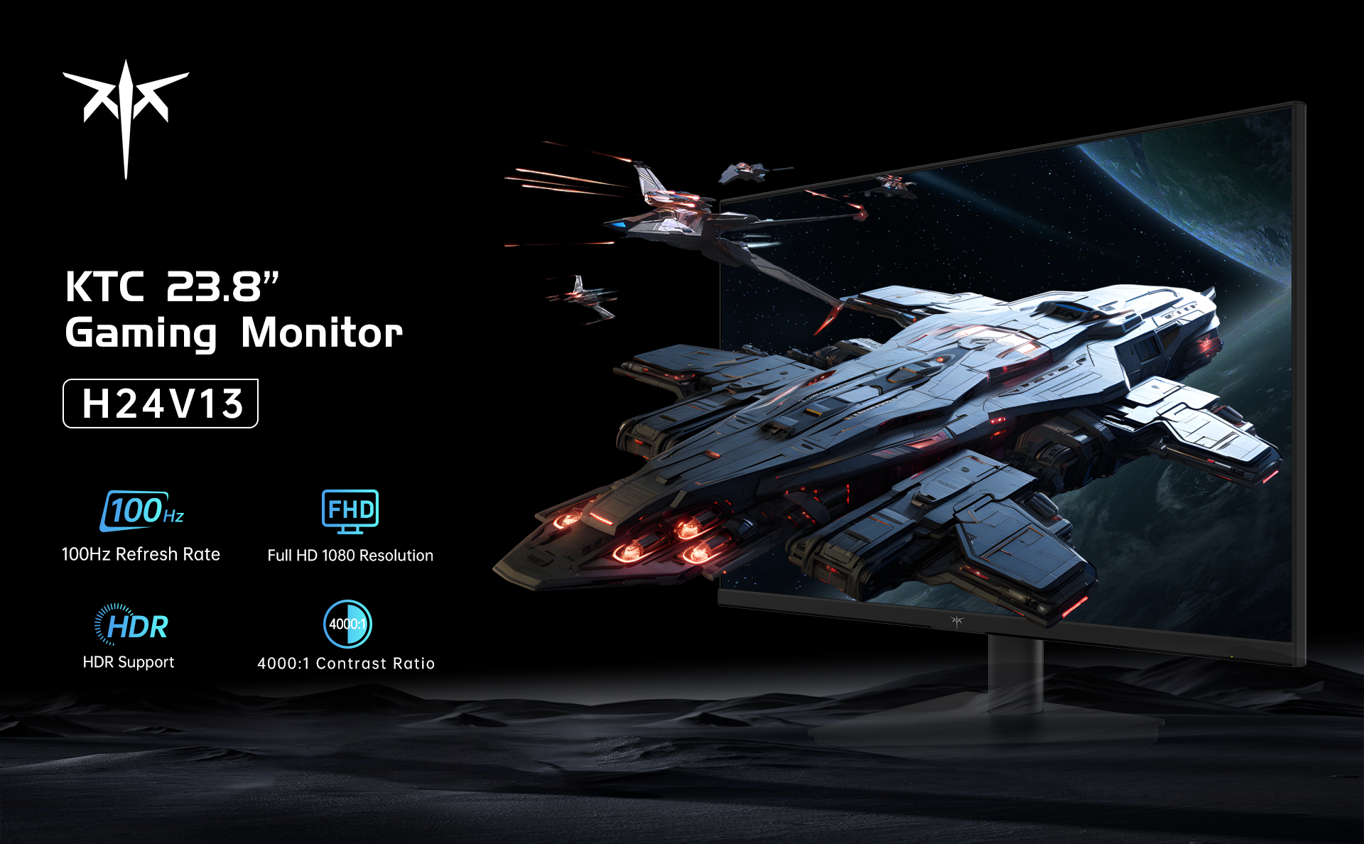 KTC 24 Inch 1080P Full HD Computer Monitor, 100Hz Gaming Office