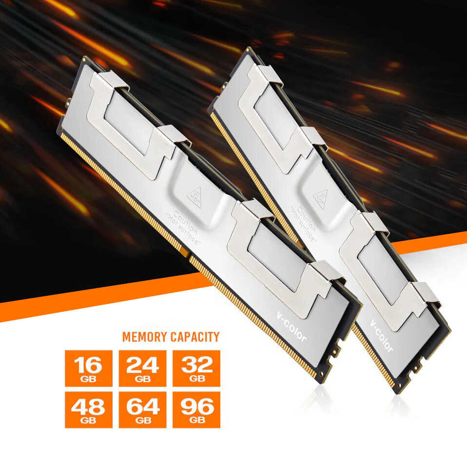 V-COLOR DDR5 64GB (16GBx4) 7200MHz CL34 OC R-DIMM (Overclocking