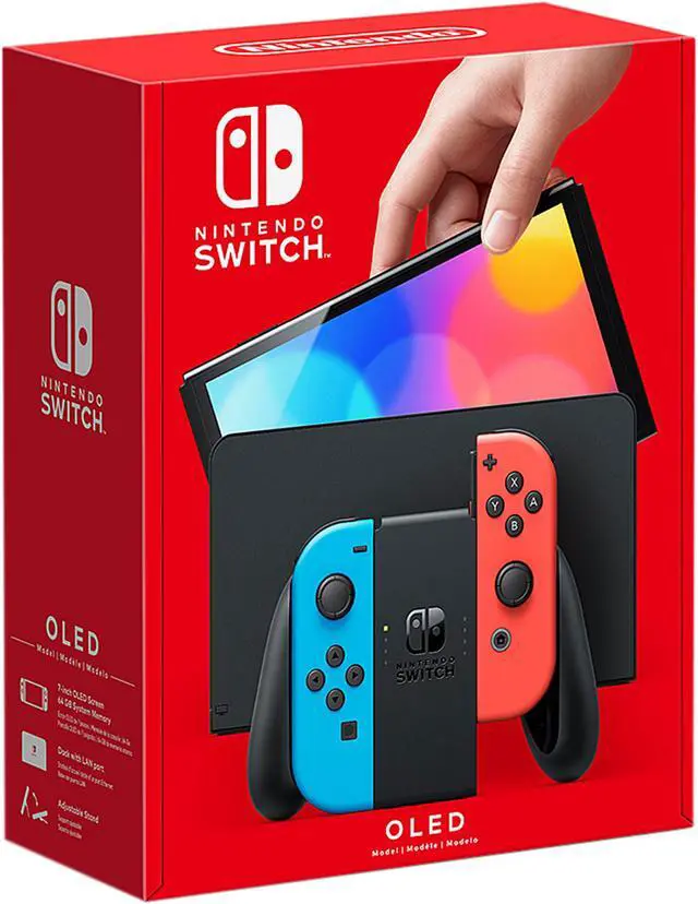 Nintendo Switch (OLED model) w/ Neon Red & Neon Blue Joy-Cons