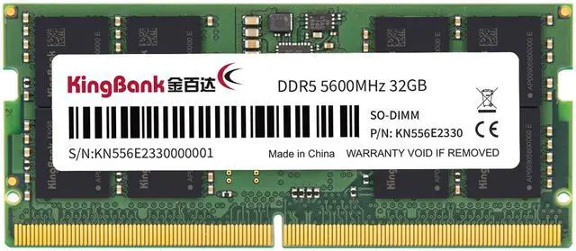 Kingbank 32GB 262-Pin DDR5 SO-DIMM DDR5 5600 (PC5 44800) Laptop