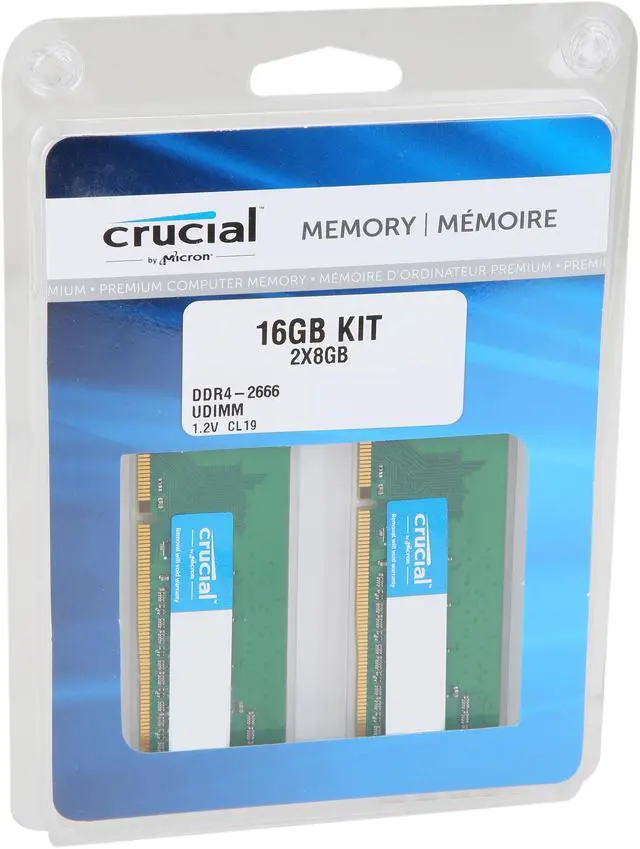 Crucial 16GB (2 x 8GB) DDR4 2666MHz DRAM (Desktop Memory) CL19 1.2