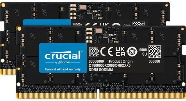 Crucial 32GB (2 x 16GB) 262-Pin DDR5 SO-DIMM DDR5 4800 (PC4 38400
