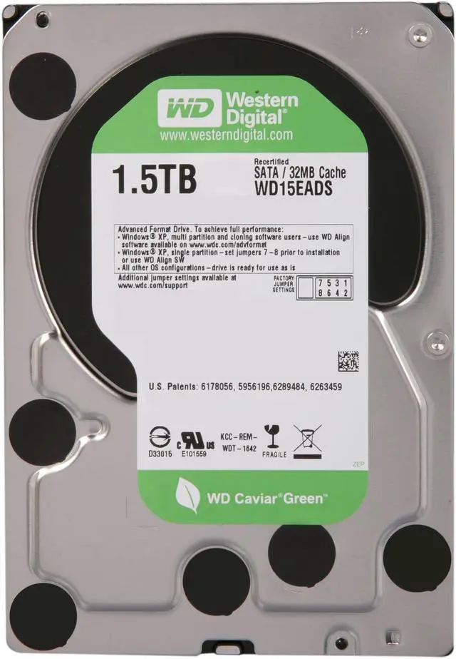 Refurbished: WD WD Green WD15EADS 1.5TB IntelliPower 32MB Cache