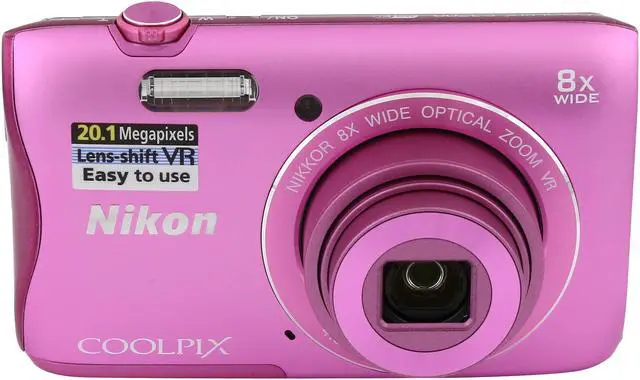 Nikon COOLPIX S3700 Pink 20.1 MP 25mm Wide Angle Digital Camera