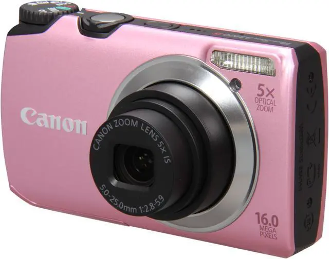 Canon A3300 IS Pink 16.0 MP 28mm Wide Angle Digital Camera