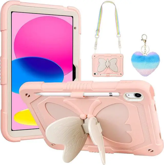 for iPad 10th Generation Case 2022 with Kickstand Lanyard Keychain
