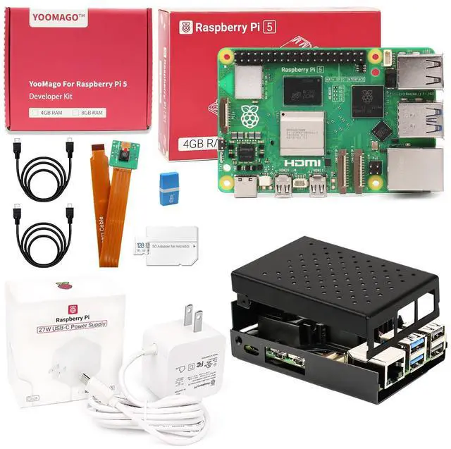 YOOMAGO Raspberry Pi 5 Starter Kit with Pi 5 4GB RAM Board, 27W
