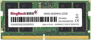 Kingbank 32GB 262-Pin DDR5 SO-DIMM DDR5 5600 (PC5 44800) Laptop