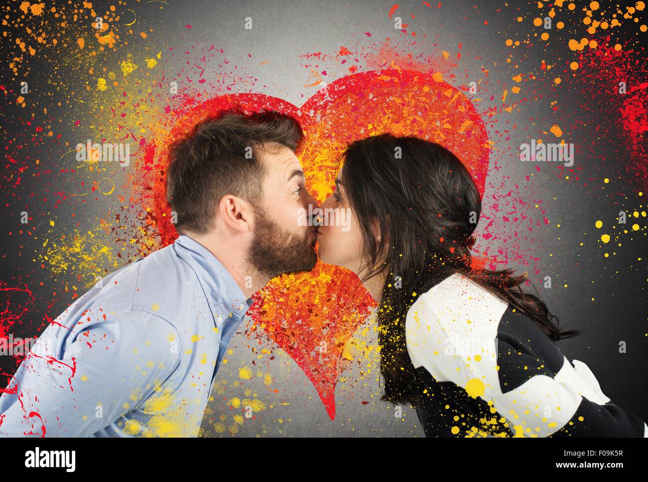 Romantic love kiss heart hi-res stock photography and images - Alamy