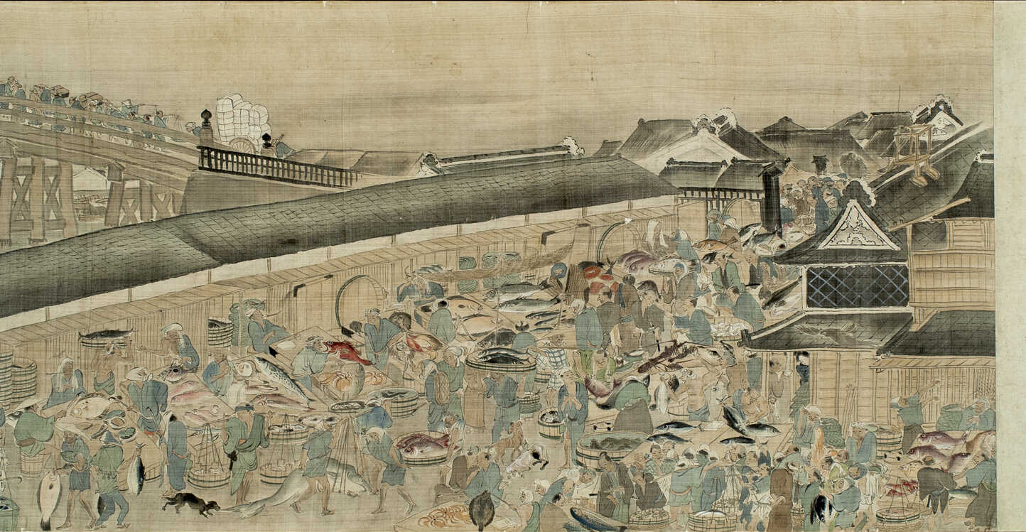 手描き風景画 日本画 古地図 仙台藩政時代末頃の清水小路 想像図 熊谷