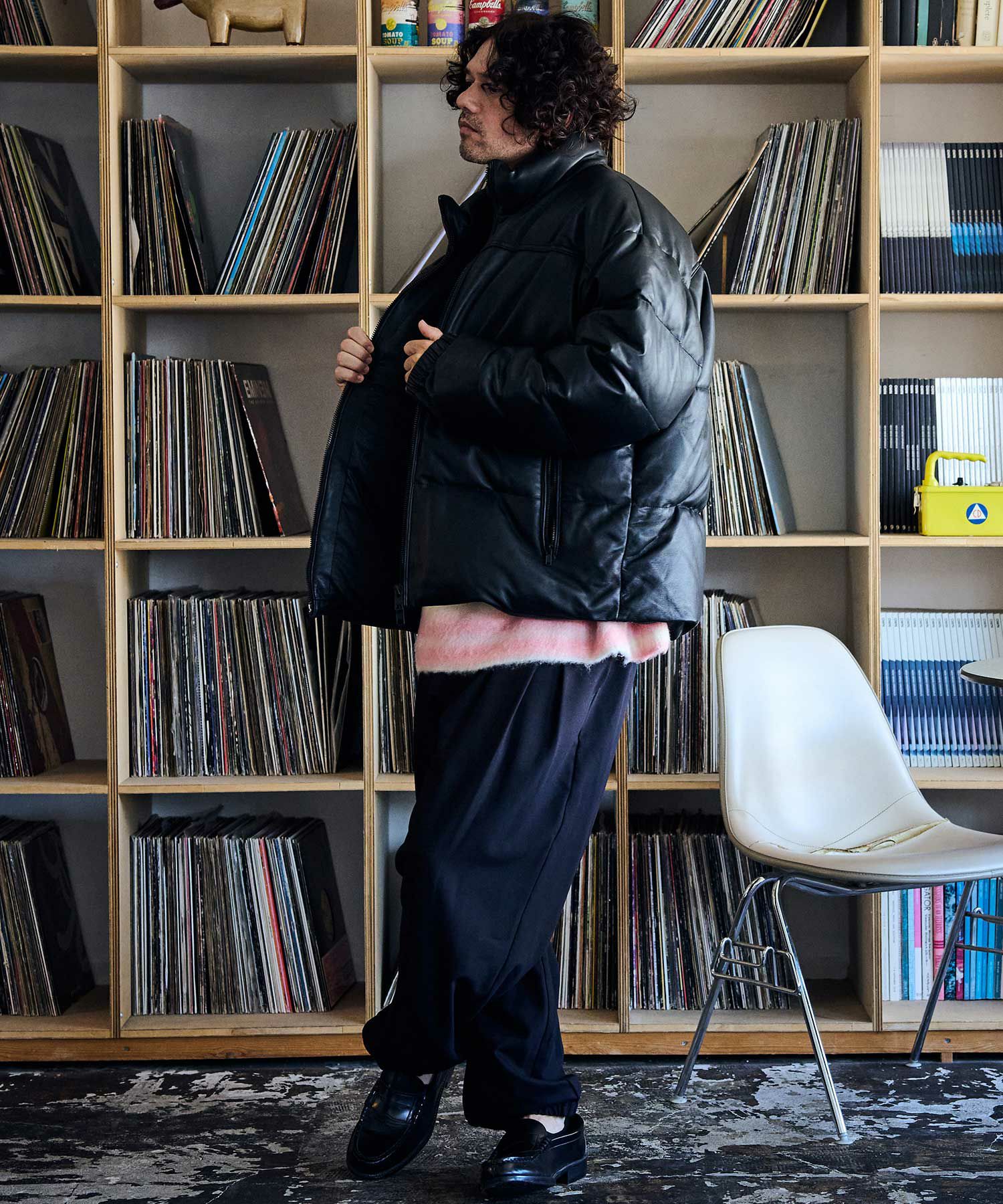 ADAM PATEK(アダムパテック)】leather looose down jacket ダウン