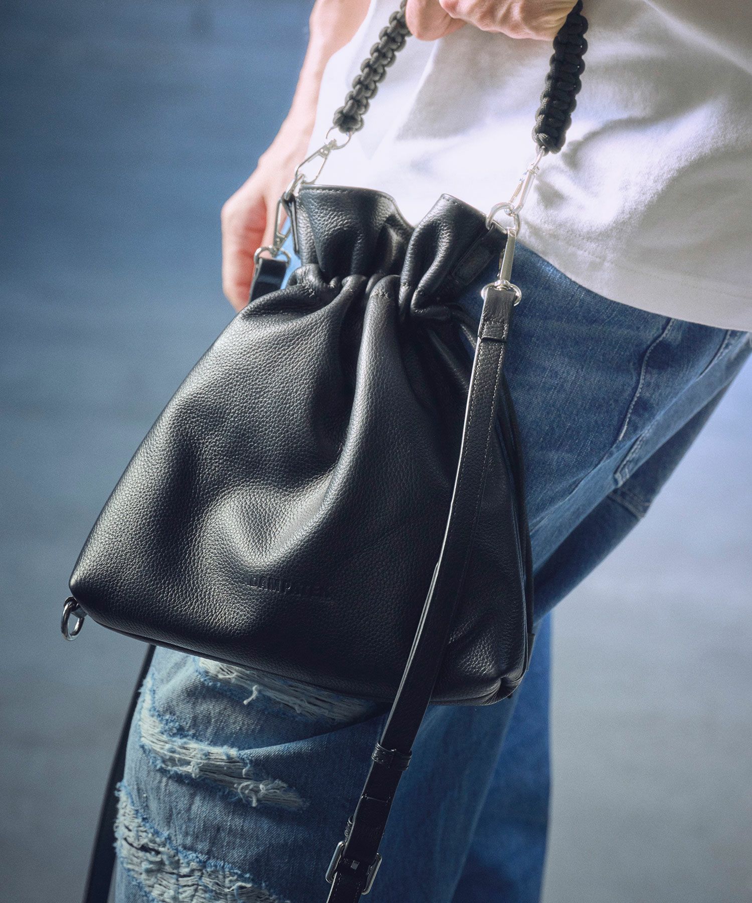 ADAM PATEK(アダムパテック)】new shrink leather drawstring minibag