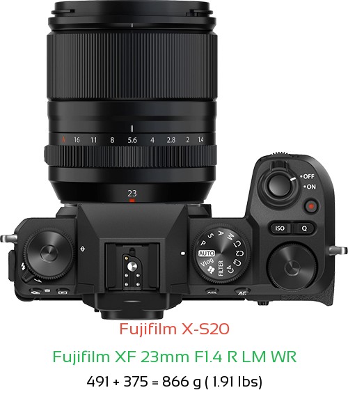 Fujifilm X-S20 Camera and Fujifilm XF 23mm F1.4 R LM WR Lens