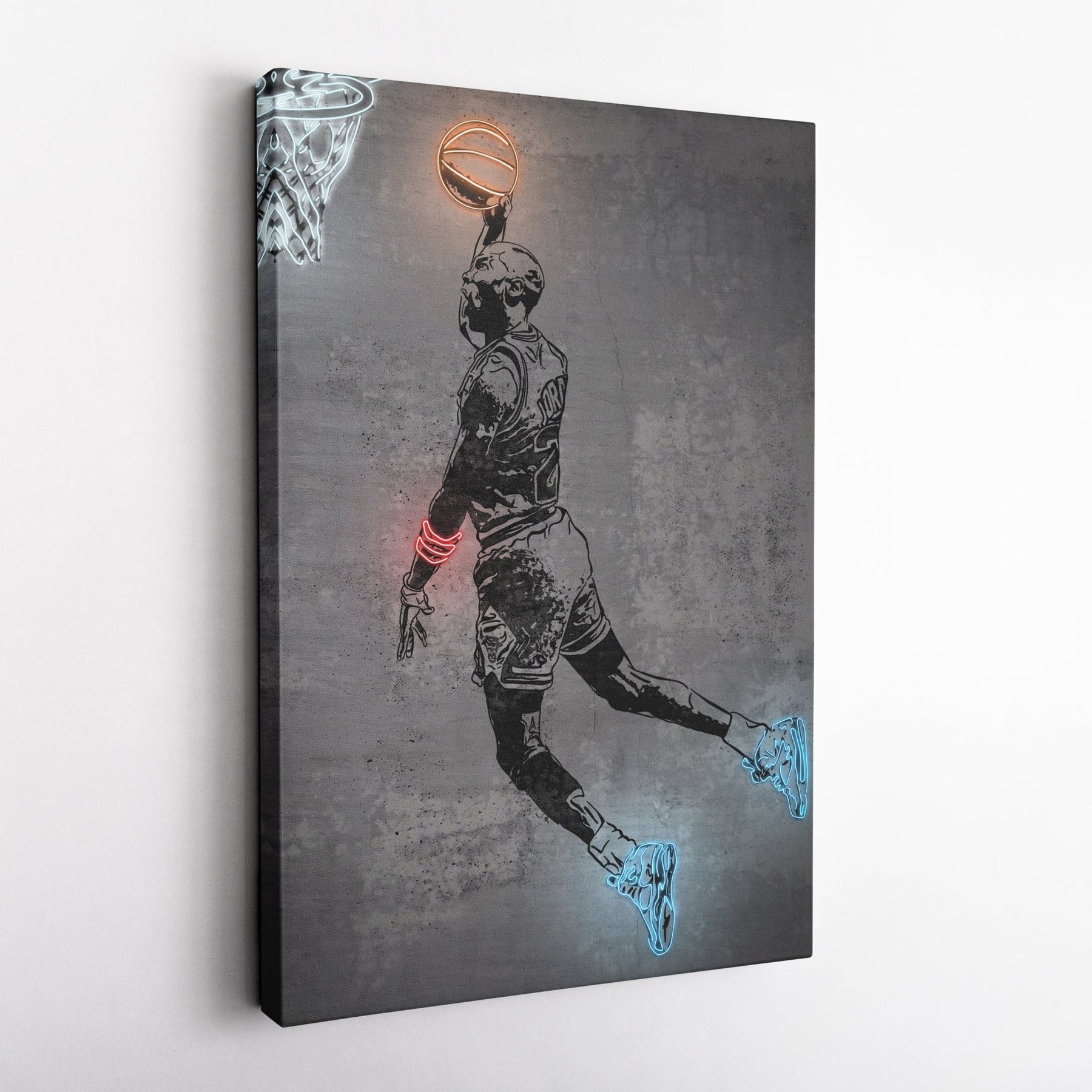 Michael Jordan Neon Canvas Art | Modern Wall Decor for Bulls Fans