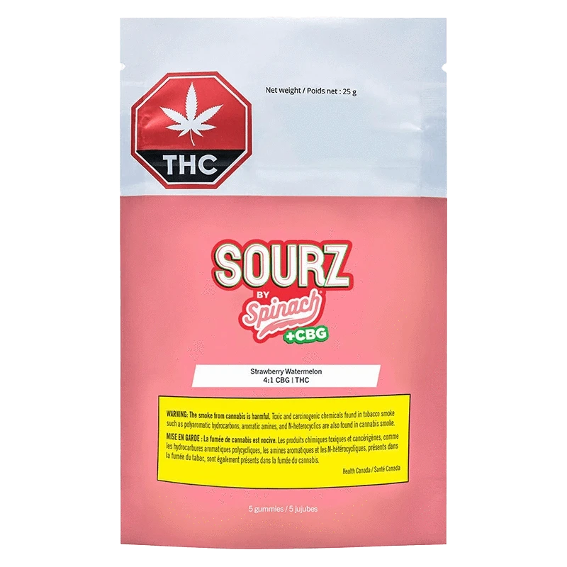 Spinach Sourz Strawberry Watermelon CBG THC Gummies Sativa: Lowest