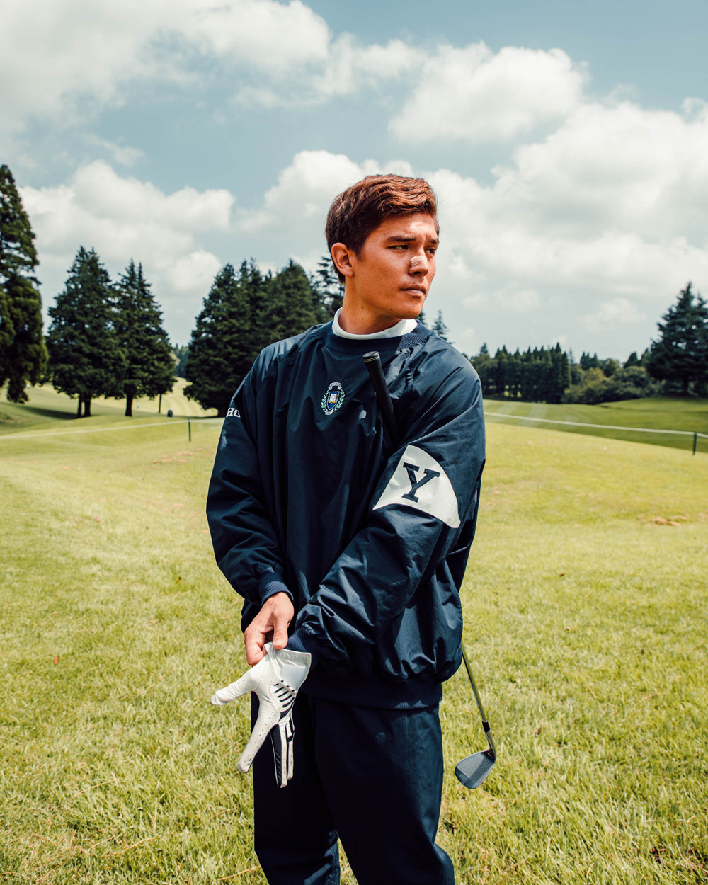 YALE UNIVERSITY × CAPTAINS HELM GOLF #NYLON SCHOOL P/O -NAVY