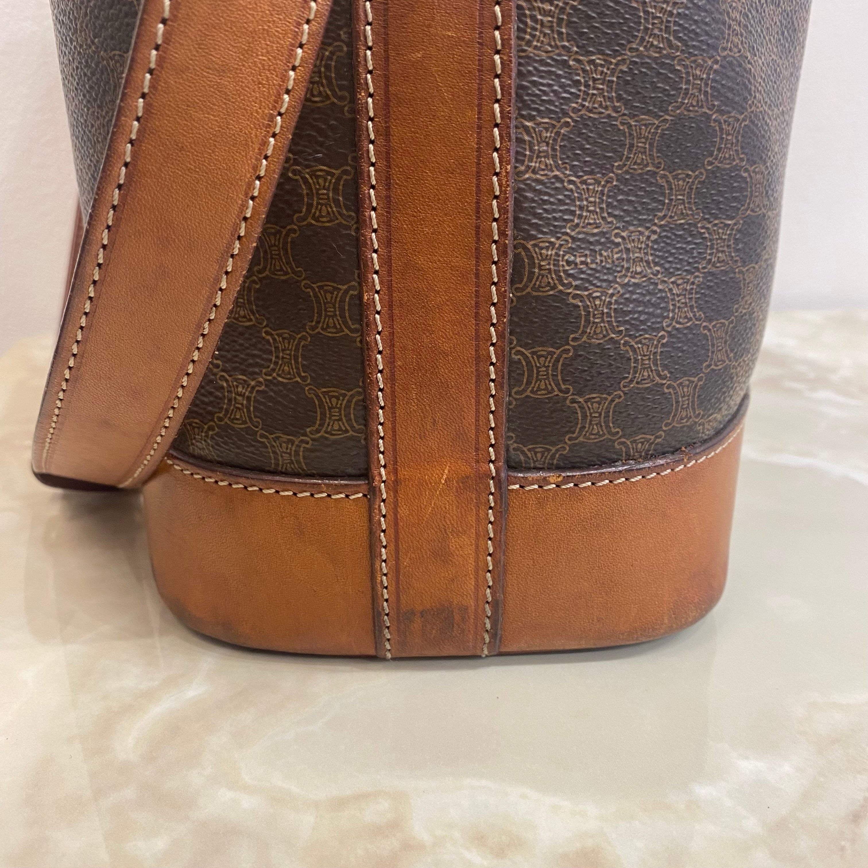 CELINE マカダム 巾着ショルダーバッグ