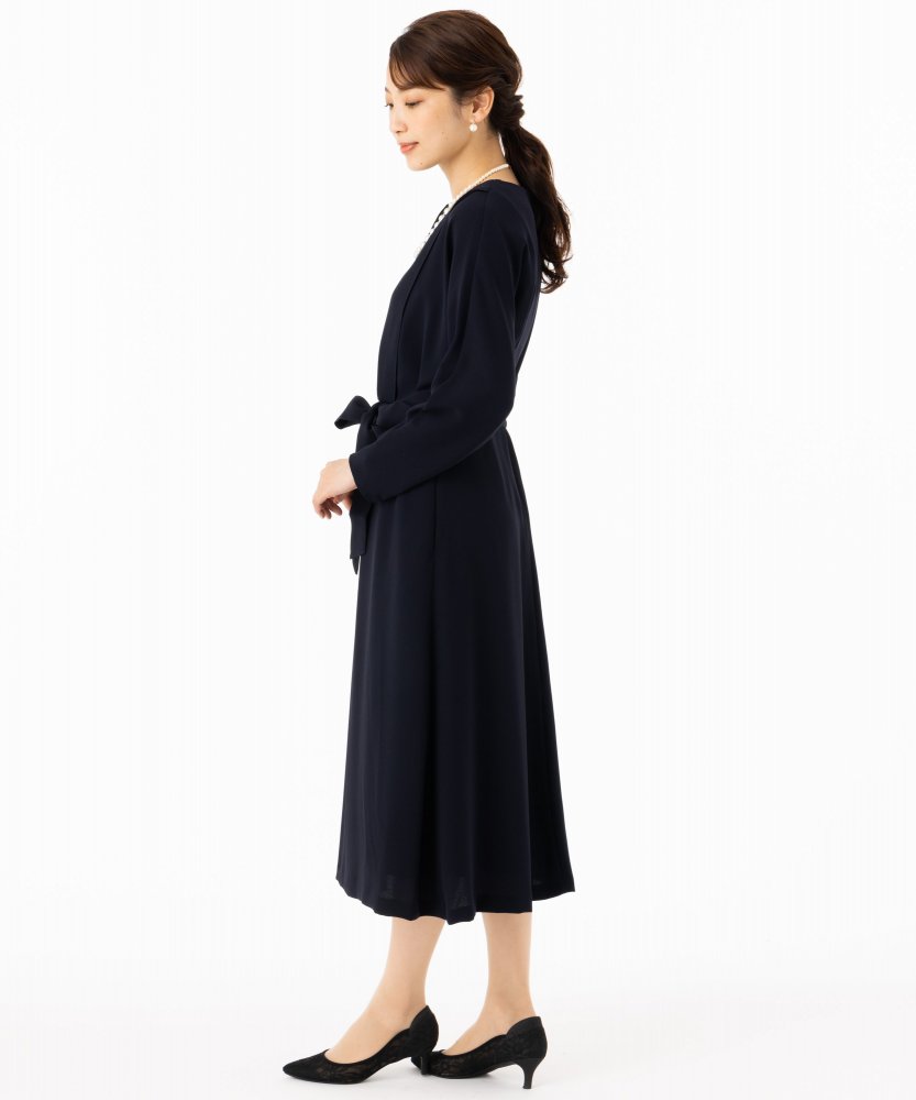 23区 ノーブルバックサテンジョーゼット ワンピース ネイビー系 | 結婚