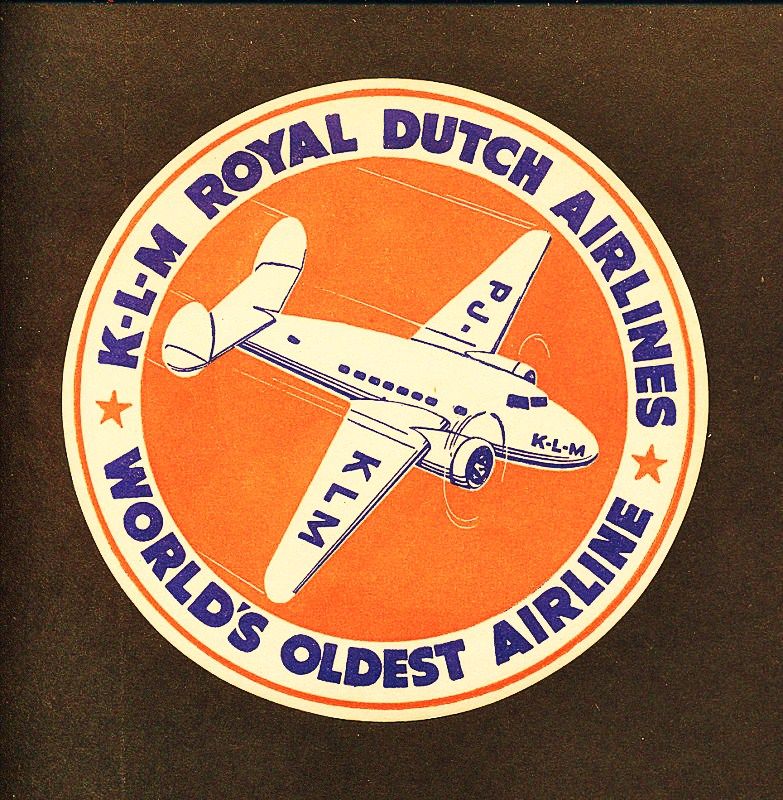 KLMオランダ航空 1930's ヴィンテージステッカー：Lockheed 14