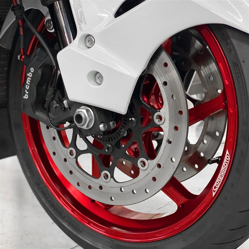 Gloss Red Core Moto Apex-6 Lightest forged motorcycle wheels for