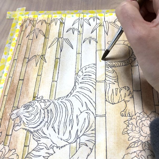 脳がみるみる若返るぬり絵 花鳥風月】虎と竹林 - 塗り絵のある暮らし
