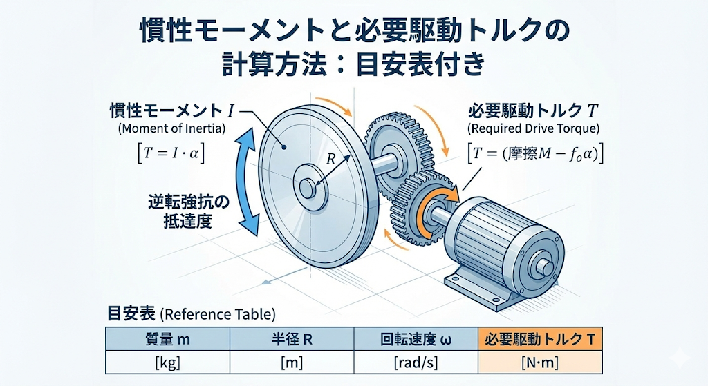 慣性モーメントと必要駆動トルクの計算方法：目安表付き - Instant