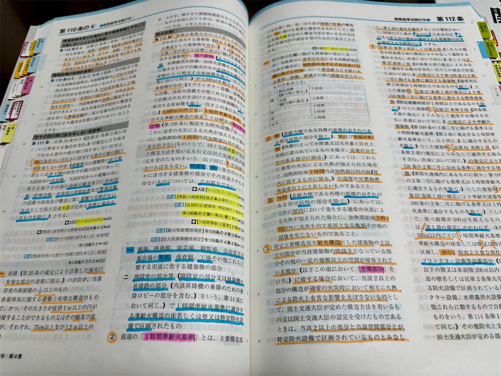 2025年（令和7年）一級建築士 学科試験に向けて法令集の線引きが終了