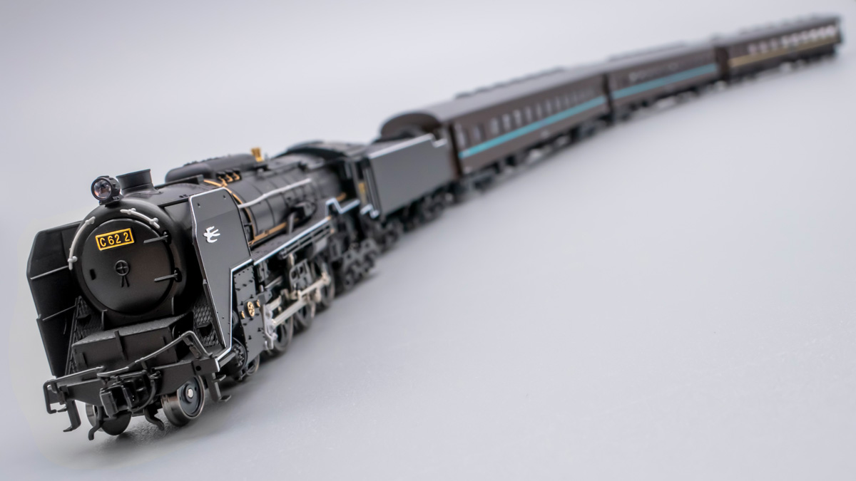 Nゲージ】C62蒸気機関車🚂の客車「スハ44系 特急はと」が入線🚃【鉄道