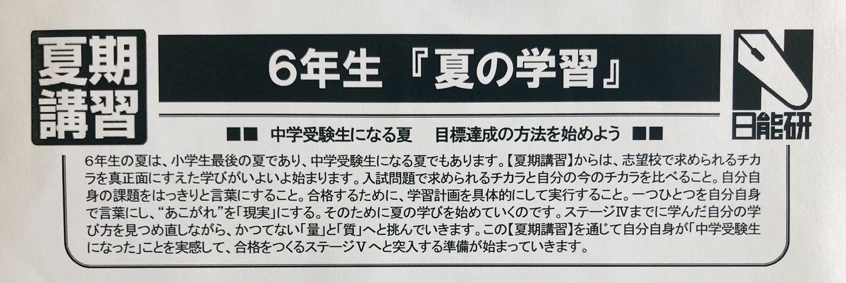 天王山！！夏期講習のお知らせ【日能研6年生】 - ちゅりぷ子の