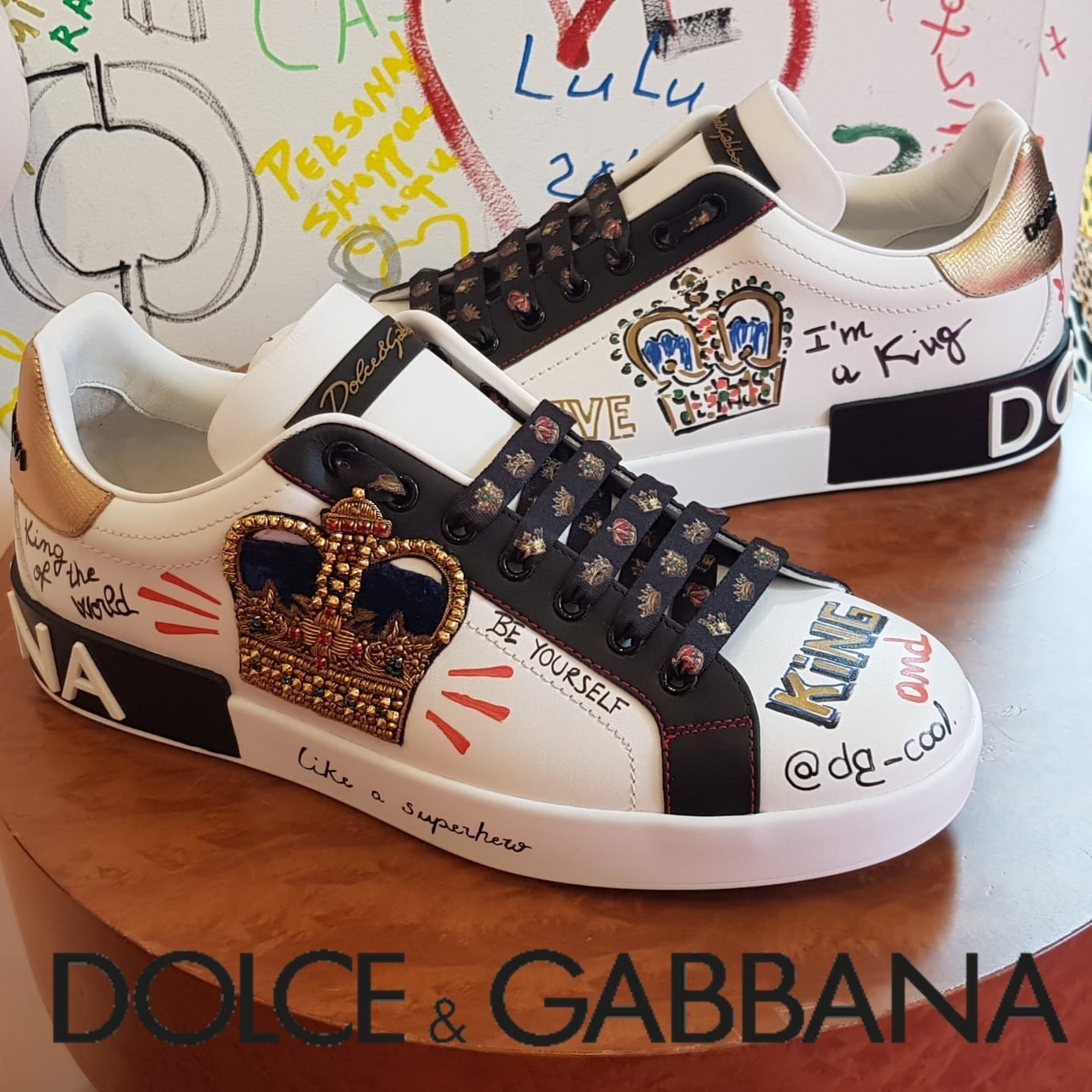 DOLCE&GABBANA ドルガバ 19SS Portofino 王冠パッチ スニーカー (Dolce