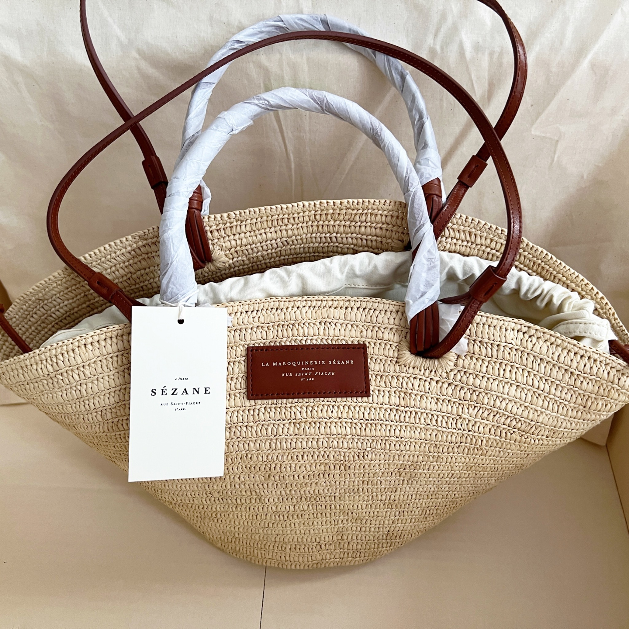 フランス発【追跡発】セザンヌ 可愛 編込み ラフィア カゴバック
