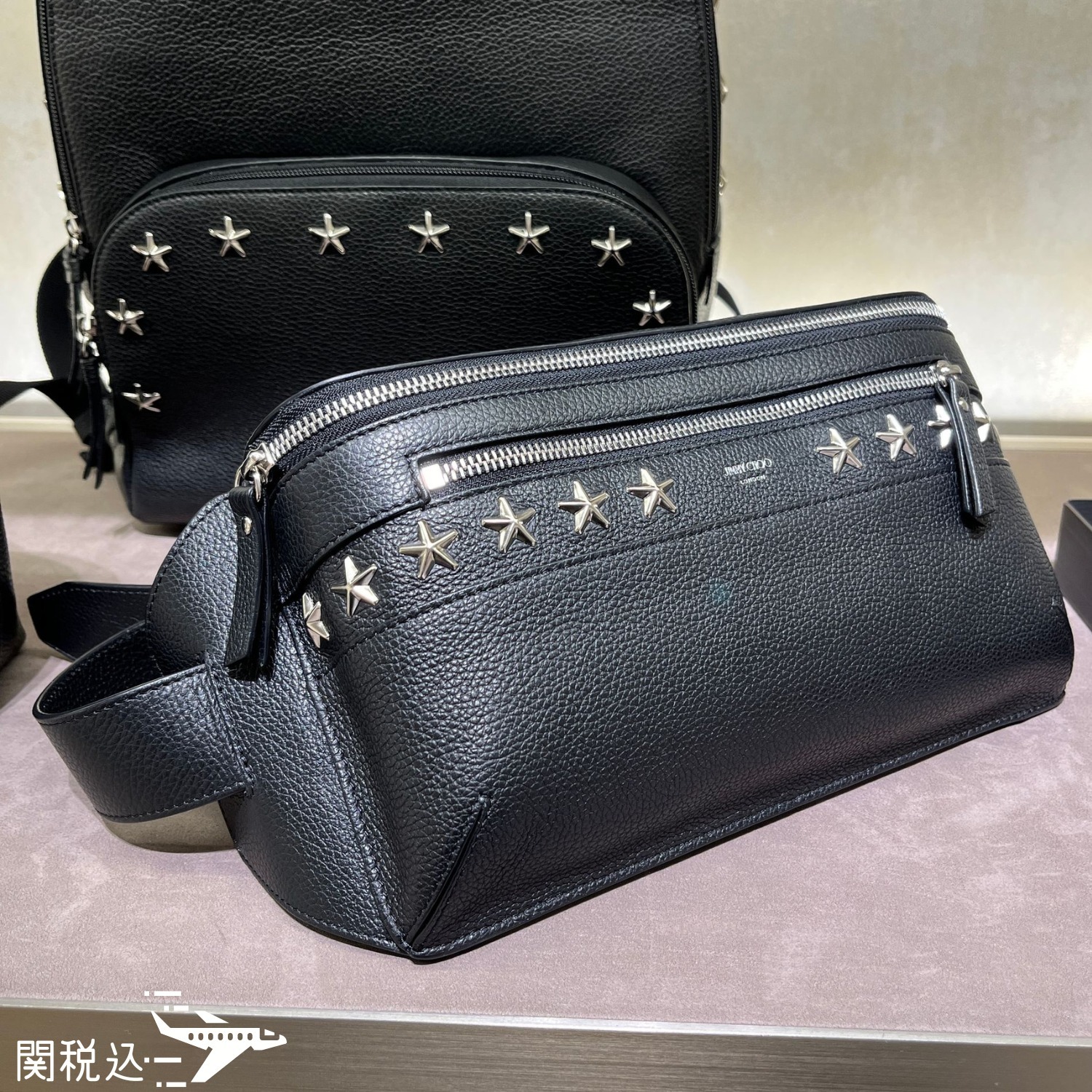 JIMMY CHOO シルバースタッズボディバッグ 極美品 ジミーチュウ デリー