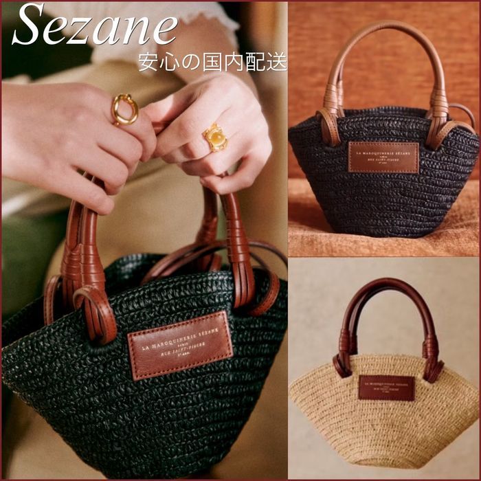 安心の国内配送】セザンヌ 可愛 編み込 ラフィア ミニ バック (SEZANE