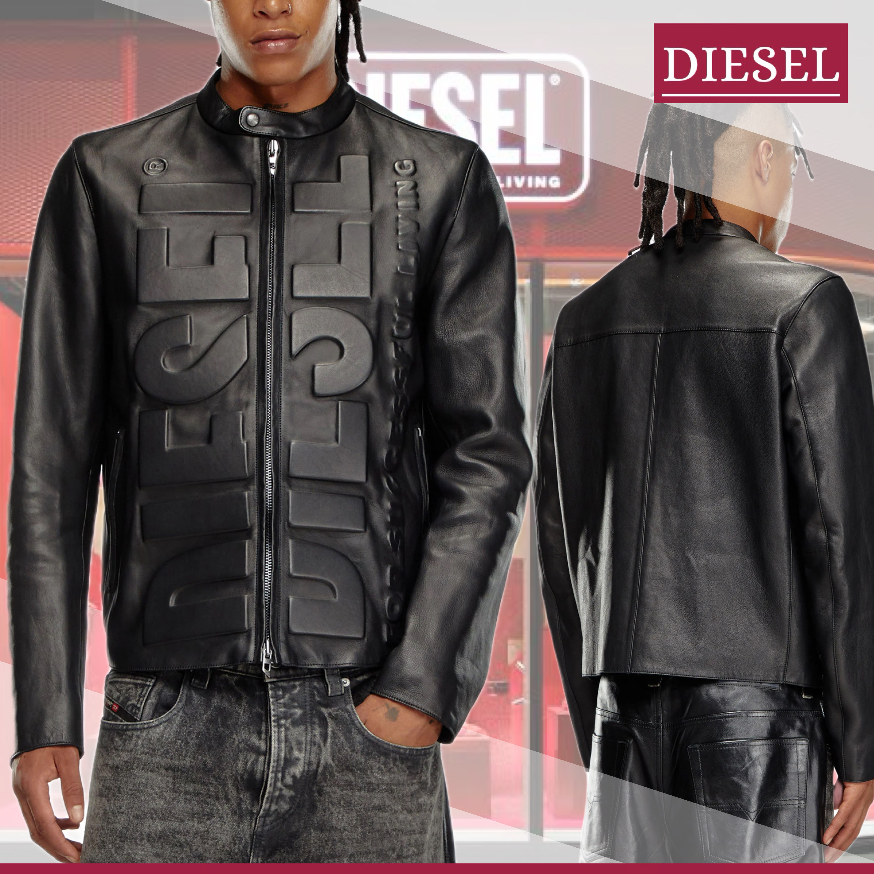 国内即発】DIESEL『L-Met-Vert レザージャケット』送料込 (DIESEL