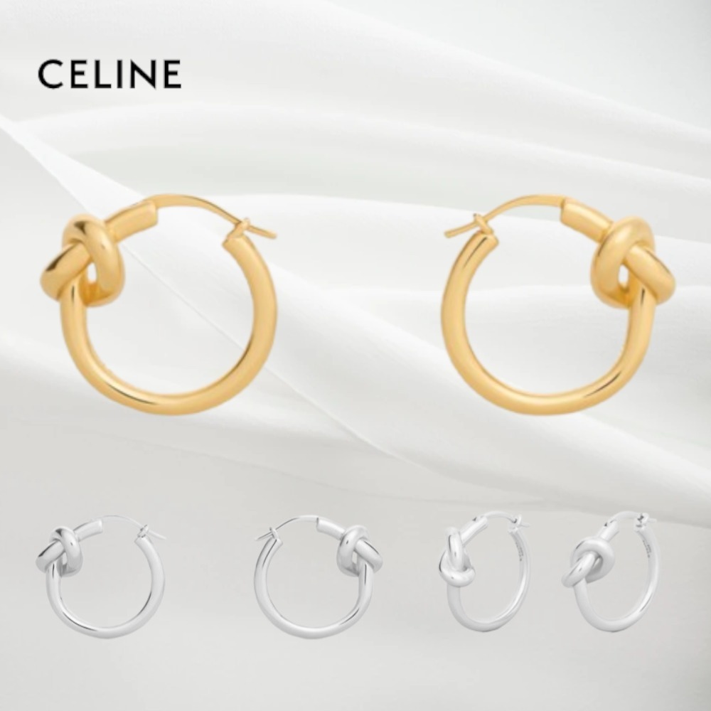 CELINE】ノット スモールフープ ゴールド/ロジウム ブラス (CELINE