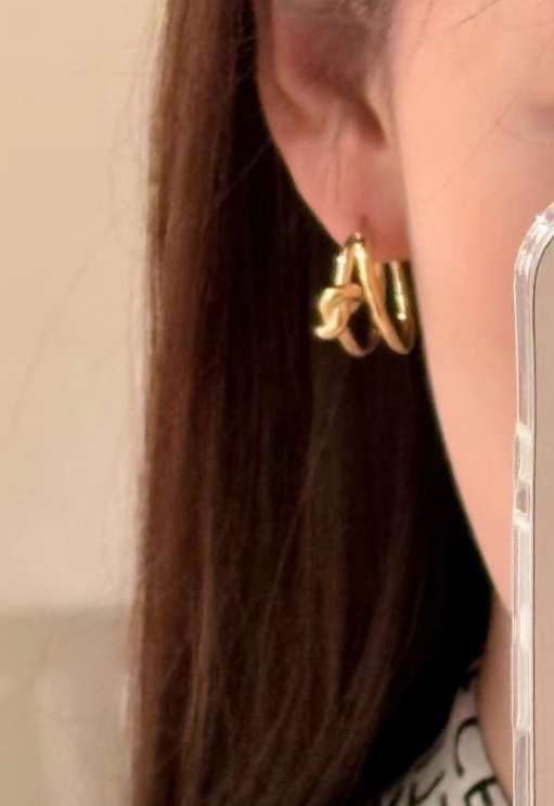 CELINE】セリーヌ ノット ダブル フープ ピアス (CELINE/ピアス