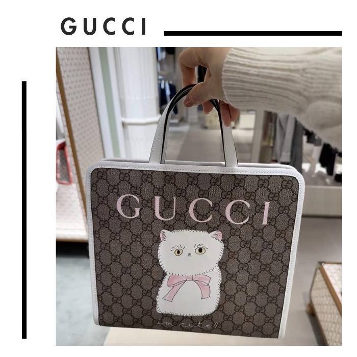 GUCCI○大人OK○チョンナオン GGスプリーム 猫トートバッグ (GUCCI