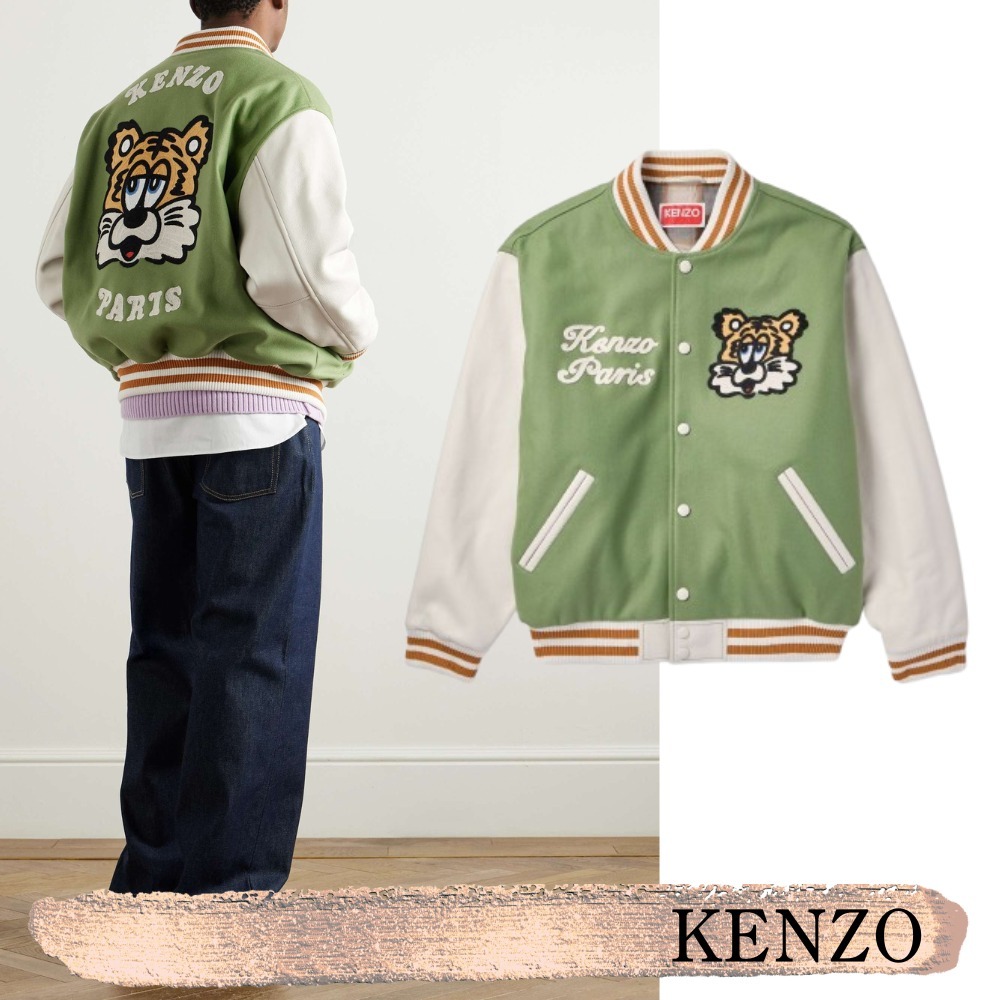 KENZO☆関税込☆Verdy ロゴ レザートリムバーシティジャケット (KENZO