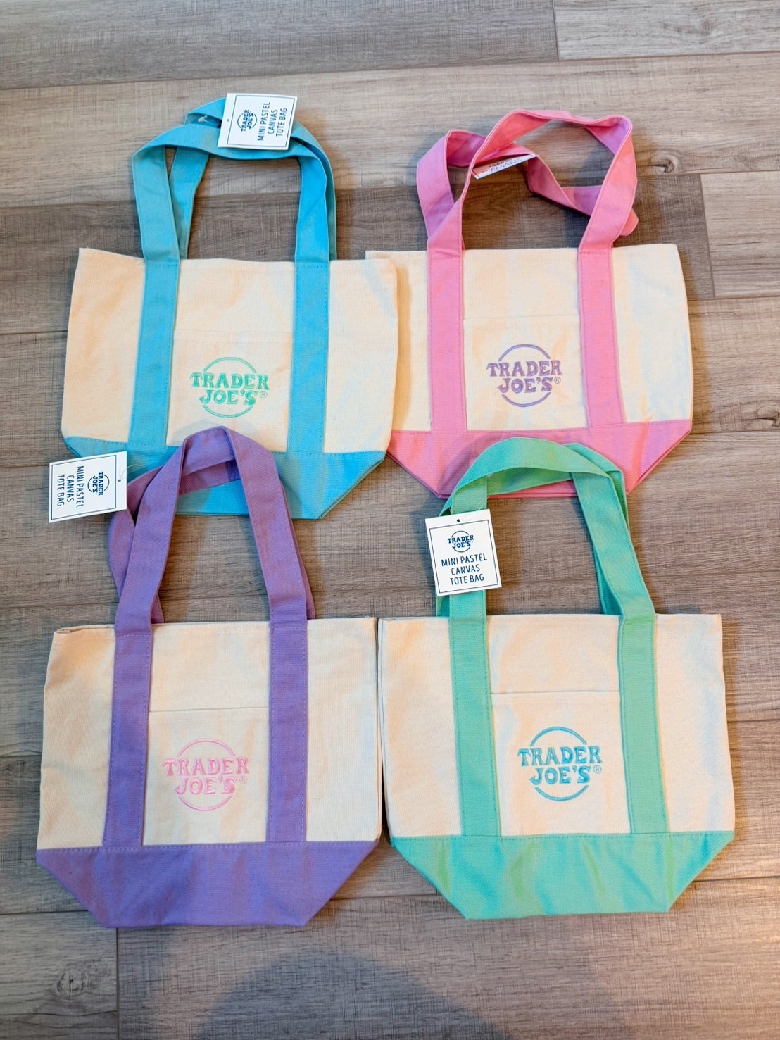 お得!パステル4色セット】トレジョ ミニトートバック♡ (Trader Joe's